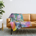 Dreamy Mixed Media Collage Painting with Sequins and Glitter Throw Blanket Gallery Image 1
