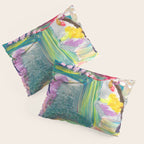 Dreamy Mixed Media Collage Painting with Sequins and Glitter Pillow Sham Gallery Image 3