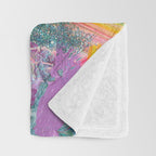 Dreamy Mixed Media Collage Painting with Sequins and Glitter Throw Blanket Gallery Image 3