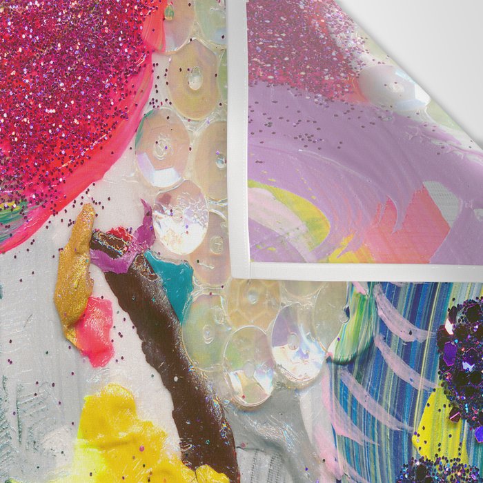 Dreamy Mixed Media Collage Painting with Sequins and Glitter Wall Tapestry Gallery Image 3