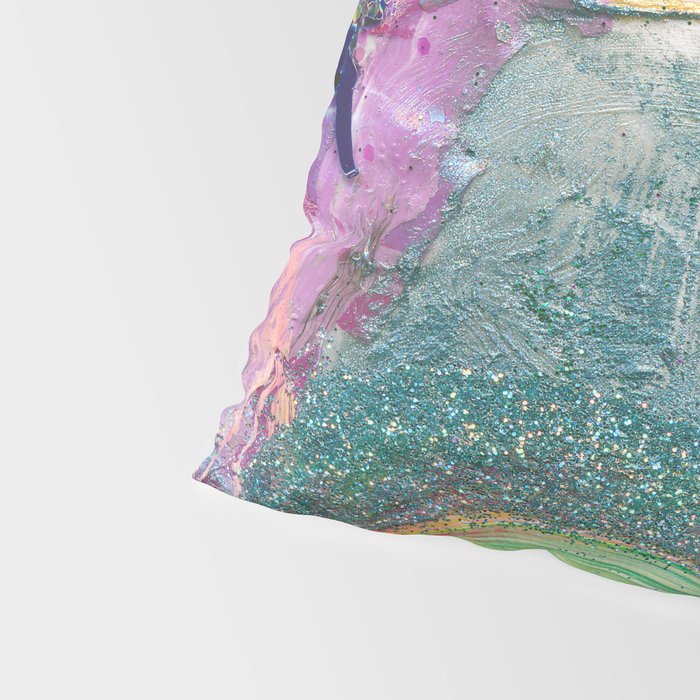 Dreamy Mixed Media Collage Painting with Sequins and Glitter Pillow Sham Gallery Image 4
