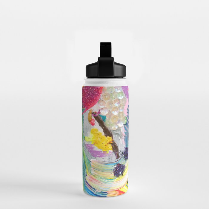 Dreamy Mixed Media Collage Painting with Sequins and Glitter Water Bottle Gallery Image 2