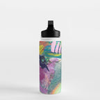 Dreamy Mixed Media Collage Painting with Sequins and Glitter Water Bottle Gallery Image 3