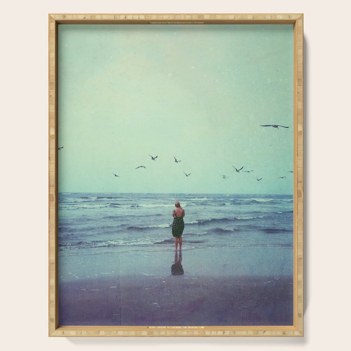 Woman on the Beach Serving Tray Gallery Image 1