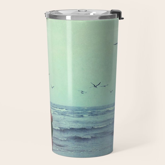 Woman on the Beach Travel Mug Gallery Image 2