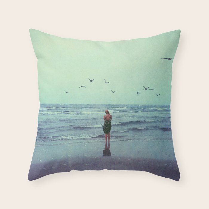 Woman on the Beach Throw Pillow Gallery Image 6
