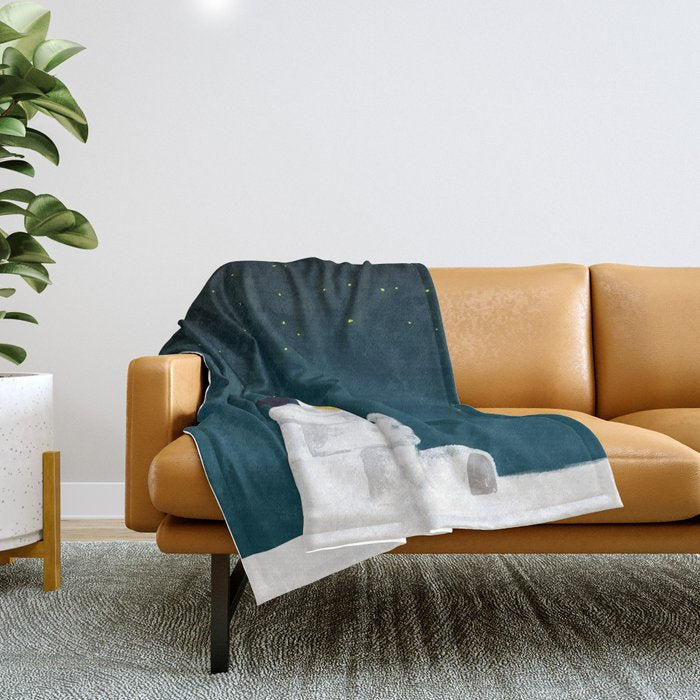 Star gazing - Penguin's dream of flying Throw Blanket Gallery Image 1
