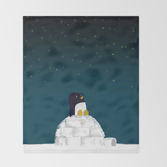 Star gazing - Penguin's dream of flying Throw Blanket Gallery Image 2