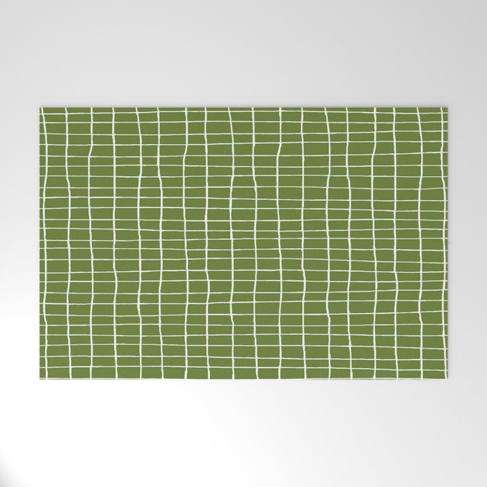 Olive Green Grid | PATTERN 05: The Retro Edition Welcome Mat Gallery Image 1
