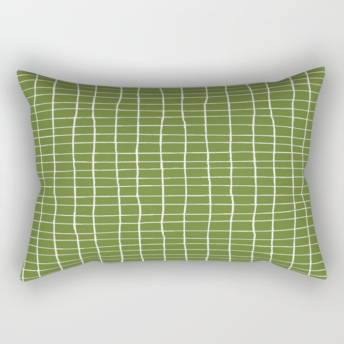 Olive Green Grid | PATTERN 05: The Retro Edition Rectangular Pillow Gallery Image 2