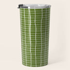 Olive Green Grid | PATTERN 05: The Retro Edition Travel Mug Gallery Image 3