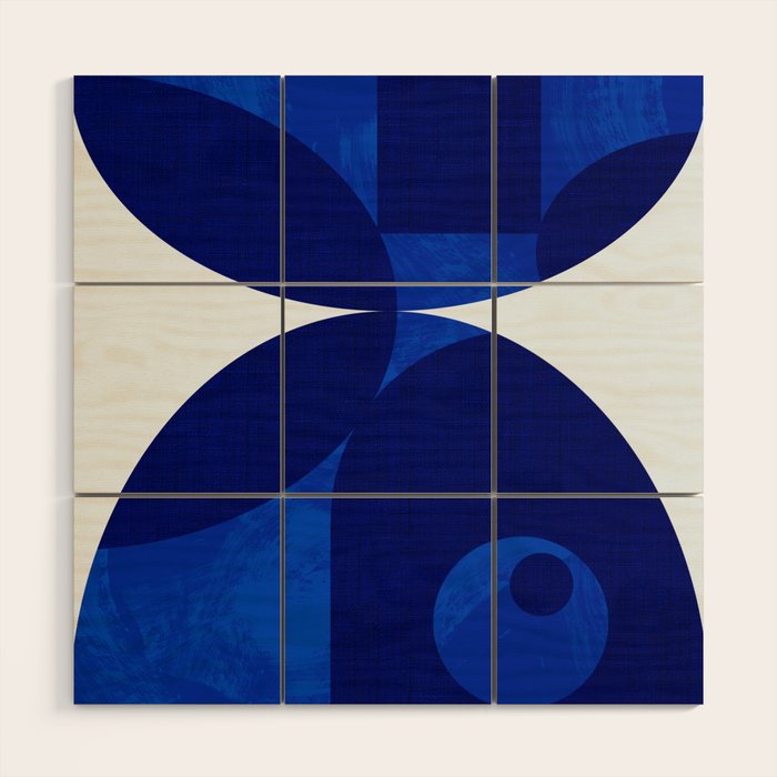 mid century blue Wood Wall Art Gallery Image 1