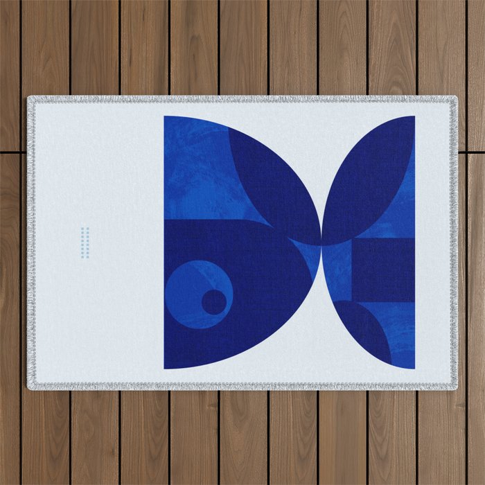mid century blue Outdoor Rug Gallery Image 1