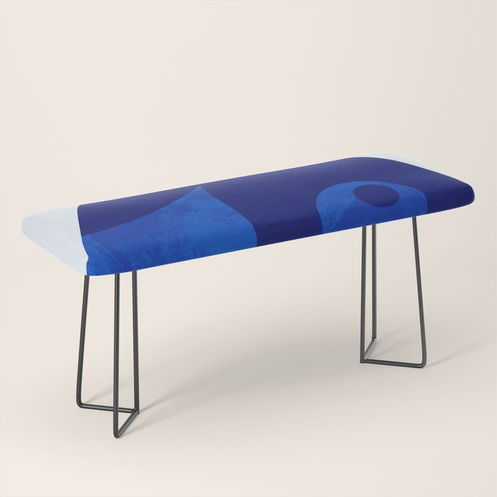 mid century blue Bench Gallery Image 1