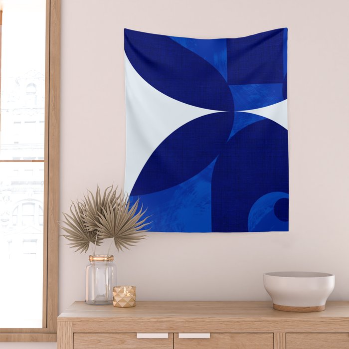 mid century blue Wall Tapestry Gallery Image 2