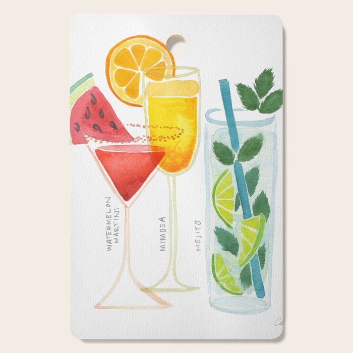 Summer Cocktail Trio Cutting Board Gallery Image 1
