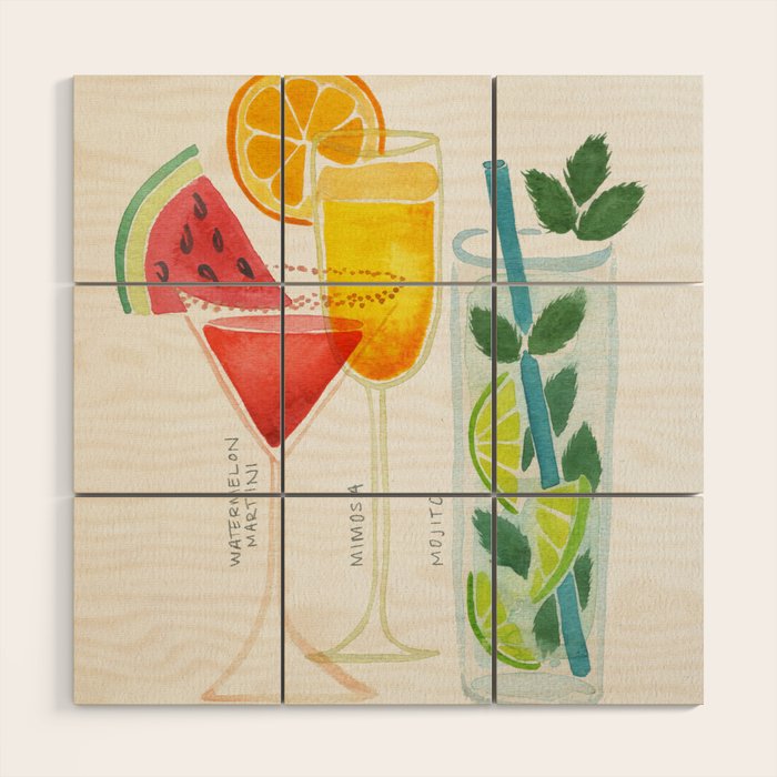 Summer Cocktail Trio Wood Wall Art Gallery Image 1