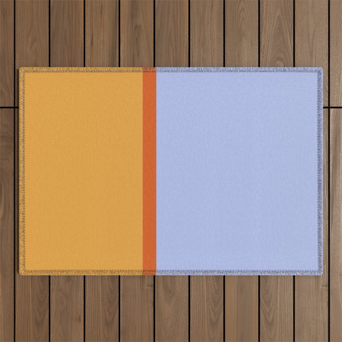 70s Summer Color Block Blue and Orange Outdoor Rug Gallery Image 1
