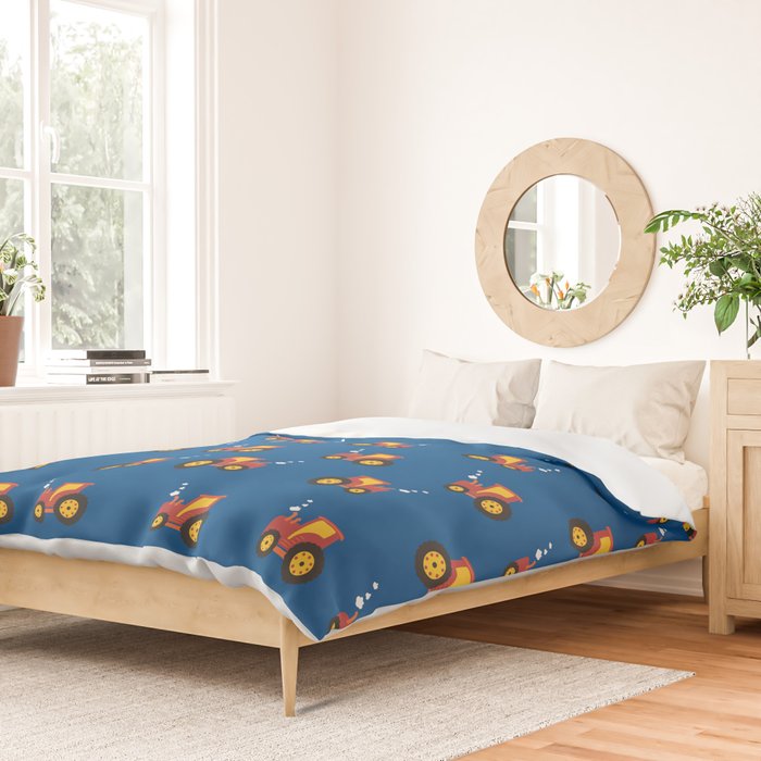 Tractors on Blue Duvet Cover Gallery Image 2