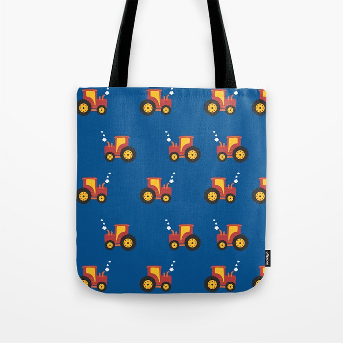 Tractors on Blue Tote Bag Gallery Image 1