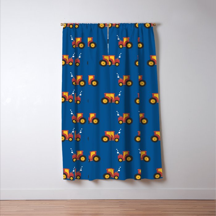 Tractors on Blue Window Curtain Gallery Image 3