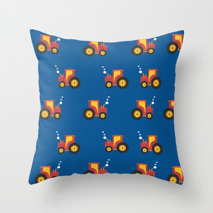 Tractors on Blue Throw Pillow Gallery Image 6