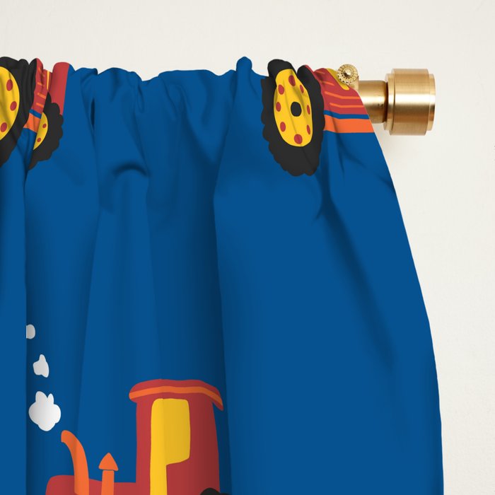 Tractors on Blue Window Curtain Gallery Image 2