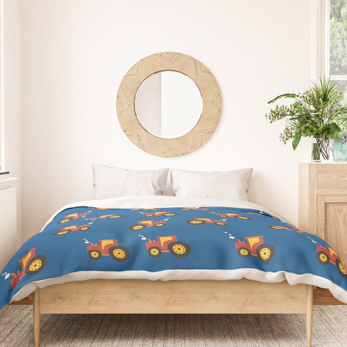Tractors on Blue Duvet Cover Gallery Image 3