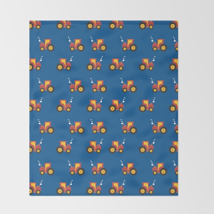 Tractors on Blue Throw Blanket Gallery Image 2