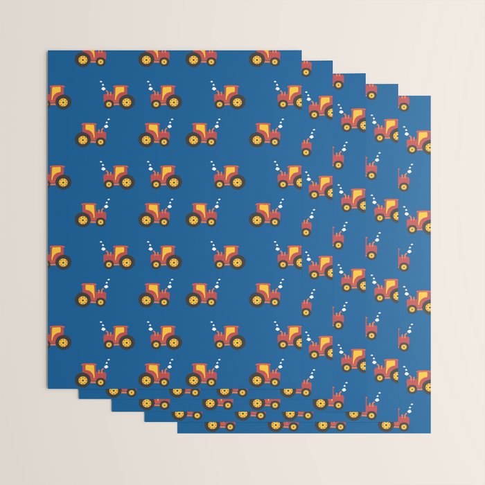 Tractors on Blue Wrapping Paper Gallery Image 3