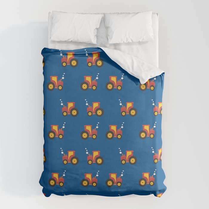 Tractors on Blue Duvet Cover Gallery Image 1