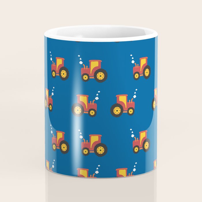Tractors on Blue Coffee Mug Gallery Image 4
