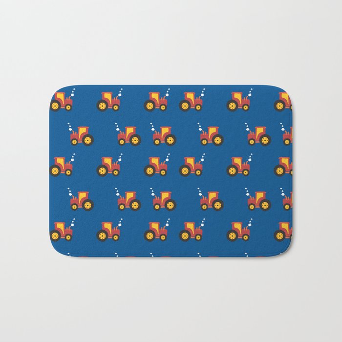 Tractors on Blue Bath Mat Gallery Image 1