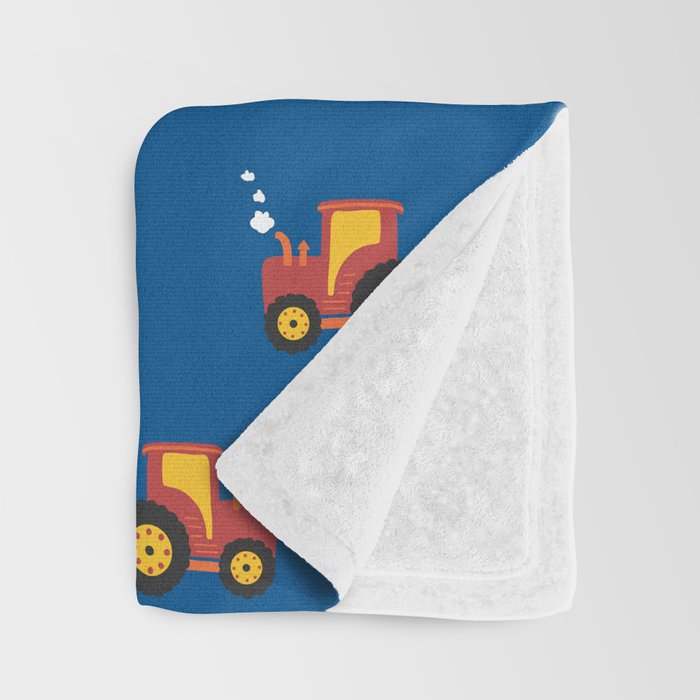 Tractors on Blue Throw Blanket Gallery Image 3