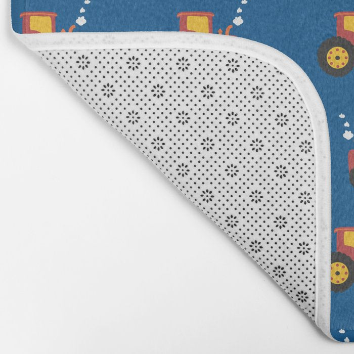 Tractors on Blue Bath Mat Gallery Image 2