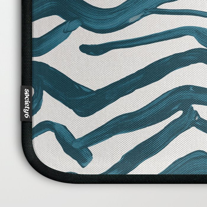 Zebra Print - Teal Palette Laptop Sleeve Gallery Image 3