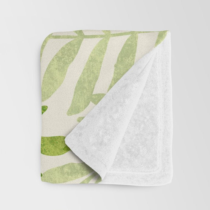 Tropical Forest Fern Fronds - botanical greenery design Throw Blanket Gallery Image 3