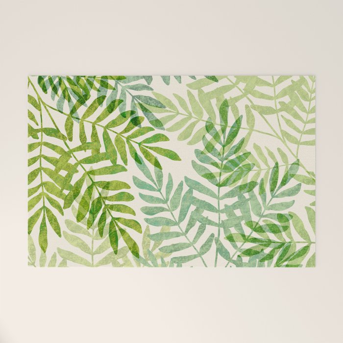Tropical Forest Fern Fronds - botanical greenery design Welcome Mat Gallery Image 1
