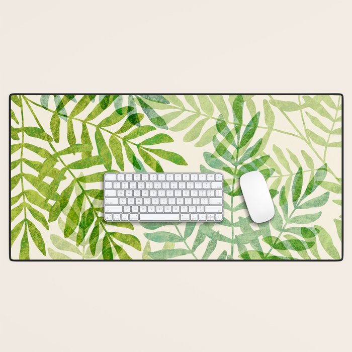 Tropical Forest Fern Fronds - botanical greenery design Desk Mat Gallery Image 1