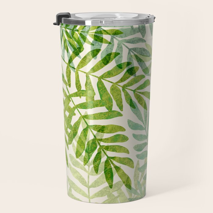 Tropical Forest Fern Fronds - botanical greenery design Travel Mug Gallery Image 3