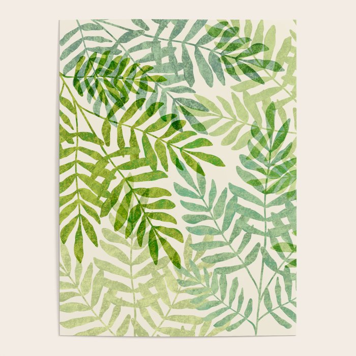 Tropical Forest Fern Fronds - botanical greenery design Poster Gallery Image 1