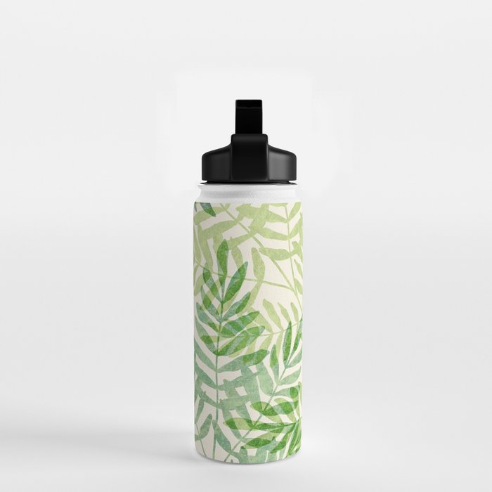 Tropical Forest Fern Fronds - botanical greenery design Water Bottle Gallery Image 2