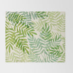 Tropical Forest Fern Fronds - botanical greenery design Throw Blanket Gallery Image 2