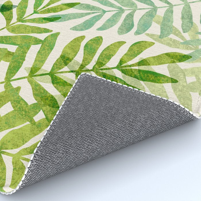 Tropical Forest Fern Fronds - botanical greenery design Rug Gallery Image 4