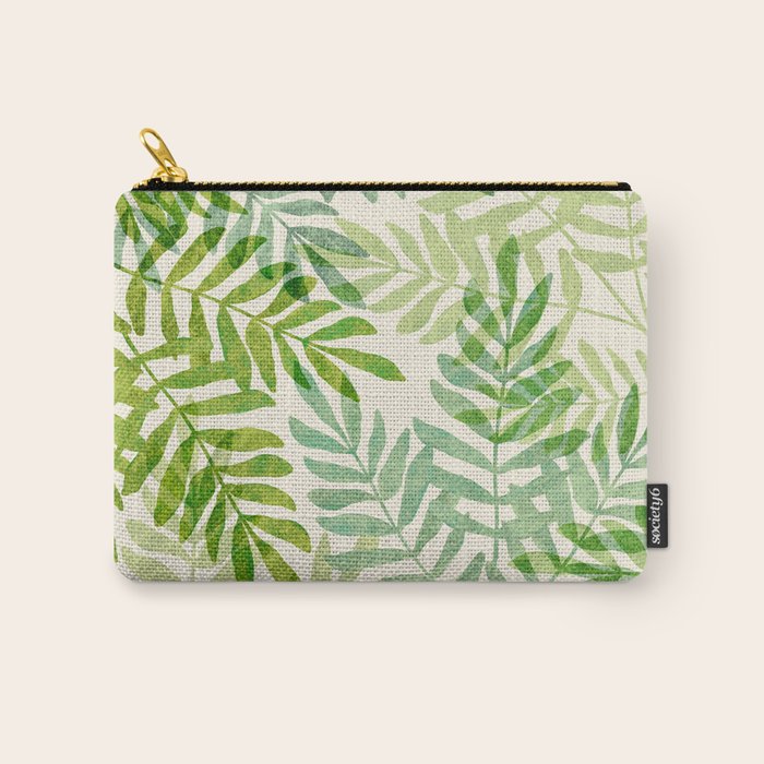 Tropical Forest Fern Fronds - botanical greenery design Carry All Pouch Gallery Image 1