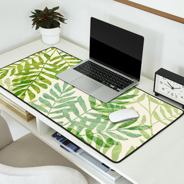 Tropical Forest Fern Fronds - botanical greenery design Desk Mat Gallery Image 2