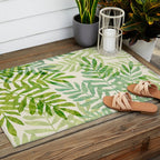 Tropical Forest Fern Fronds - botanical greenery design Outdoor Rug Gallery Image 2