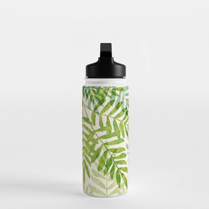 Tropical Forest Fern Fronds - botanical greenery design Water Bottle Gallery Image 3