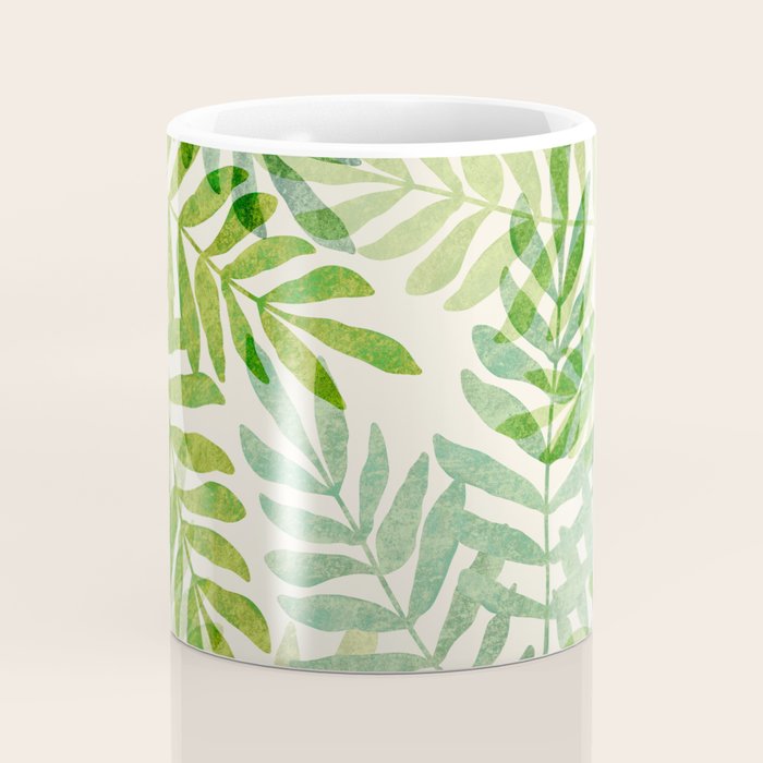 Tropical Forest Fern Fronds - botanical greenery design Coffee Mug Gallery Image 4