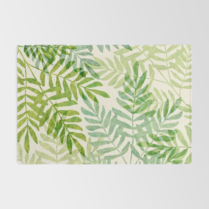 Tropical Forest Fern Fronds - botanical greenery design Rug Gallery Image 2